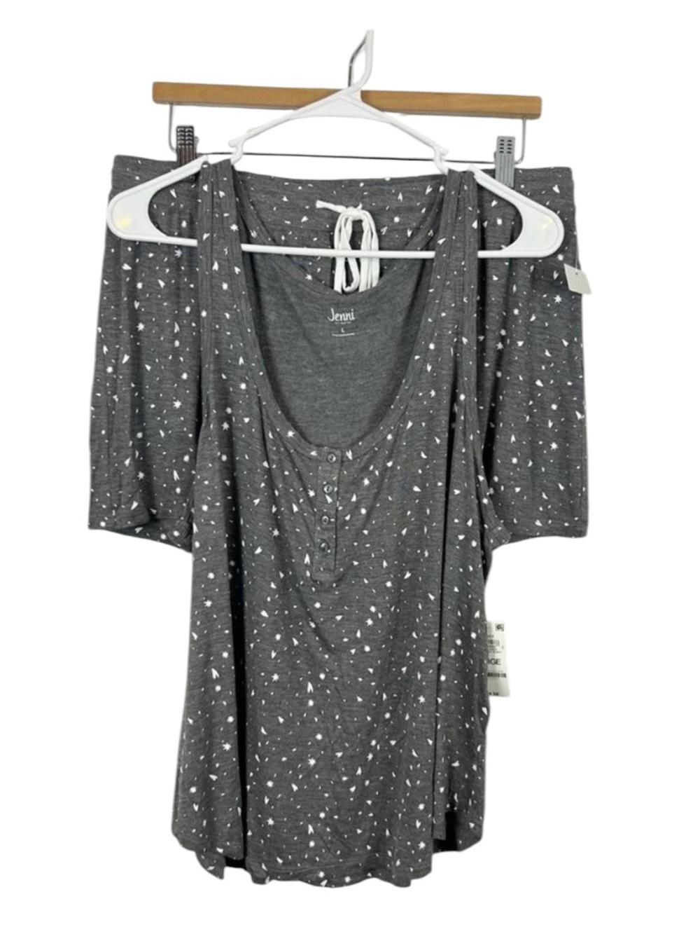 Jenni by Jennifer Moore Grey Hearts Pajama Set Size Large Shorts Tank Top
